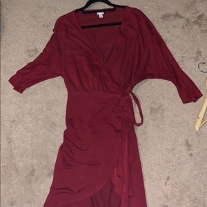 Maroon plus size wrap dress